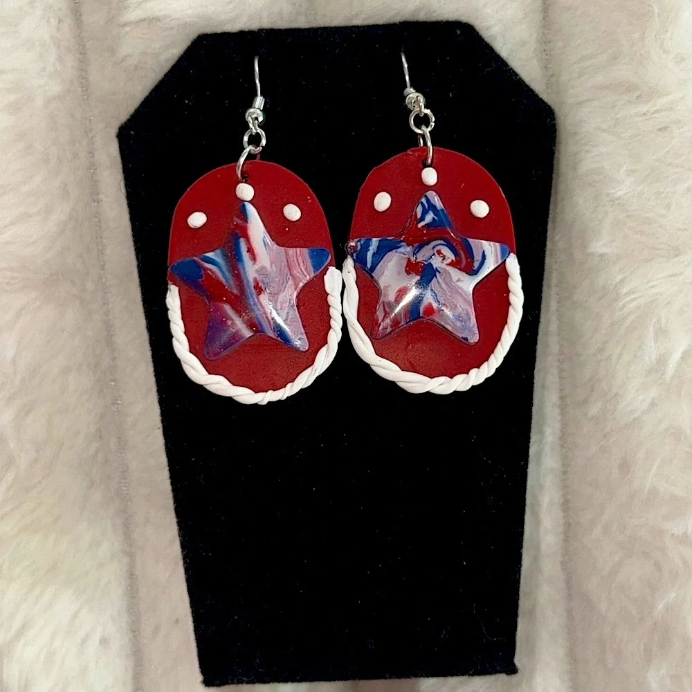 Red white & Blue Star Earrings